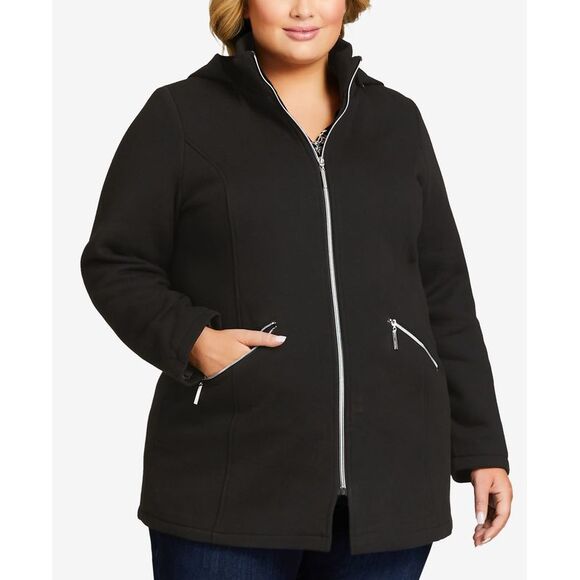 Plus Size Hooded Fleece Jacket